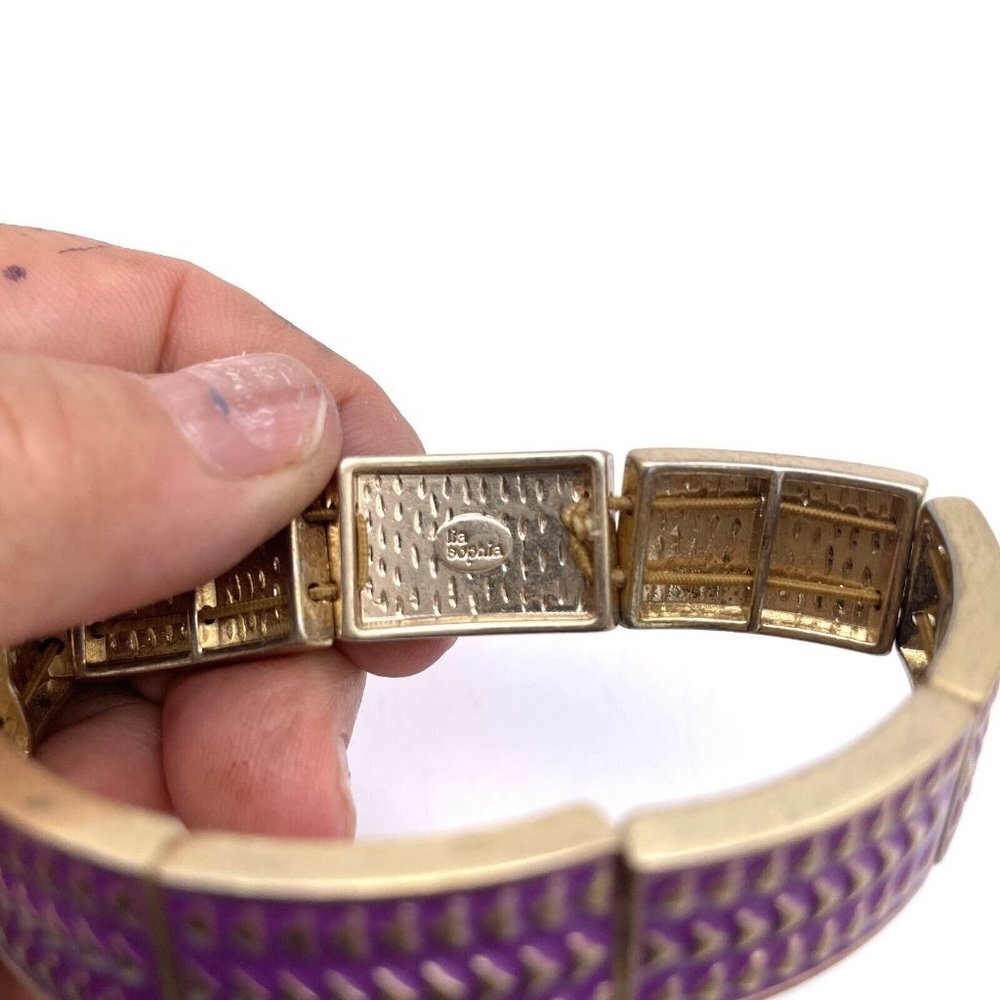 Lia Sophia Rhythmic Retired Bracelet Stretch Purple Signed - Picture 4 of 4